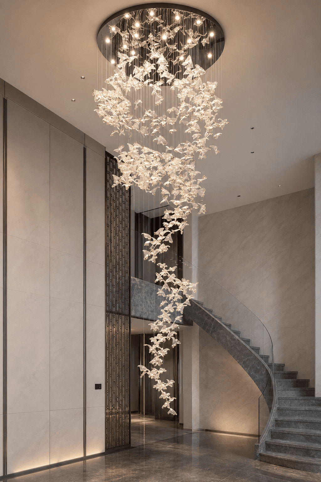 Modern Oval Art Glass Pendant Chandelier