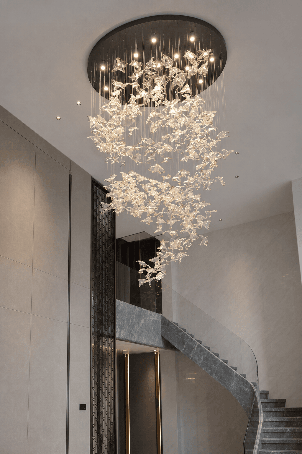 Modern Oval Art Glass Pendant Chandelier