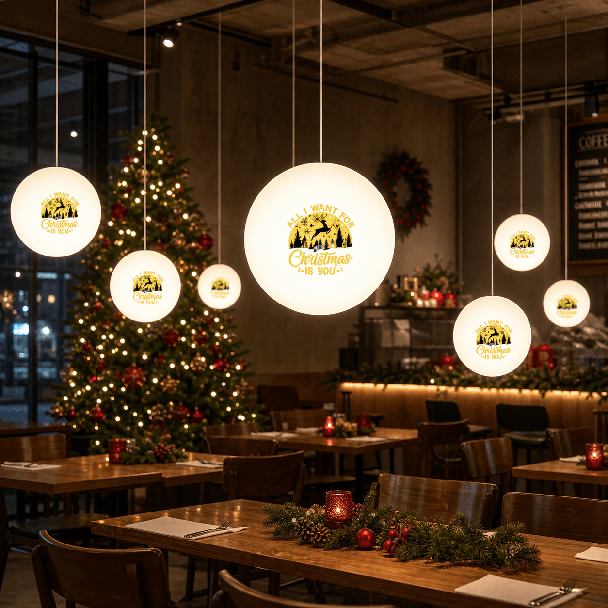 Custom Christmas Chandelier Decorations LED Hanging Ball Light