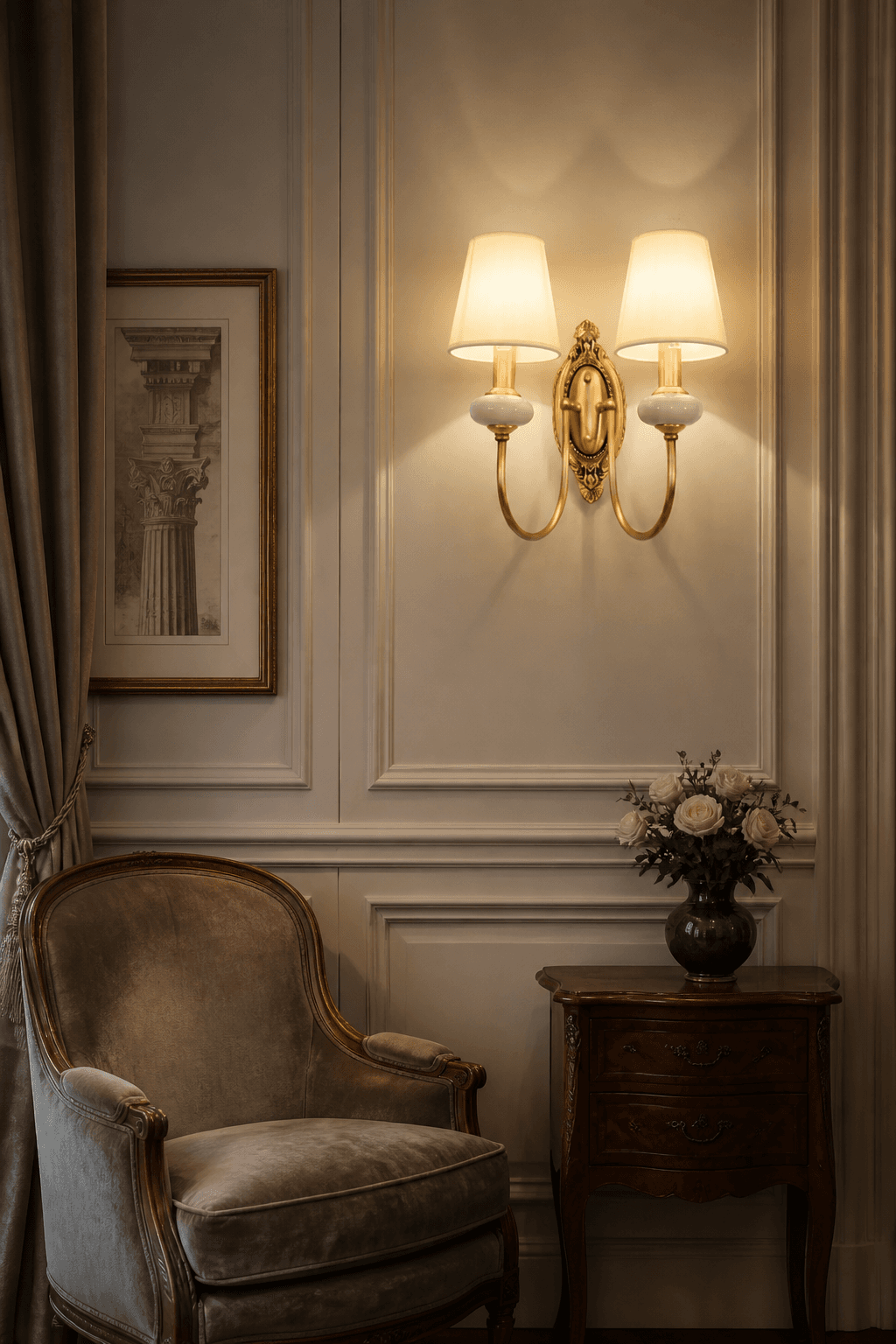 All-Copper Ceramic Wall Lamp for Minimalist Interiors