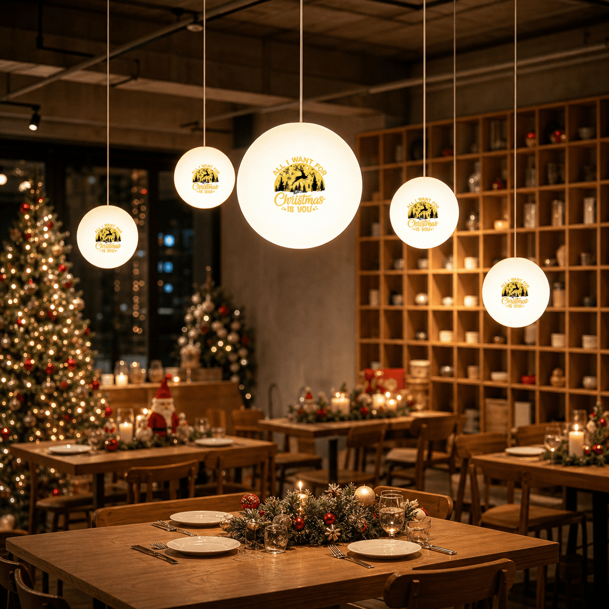 Custom Christmas Chandelier Decorations LED Hanging Ball Light