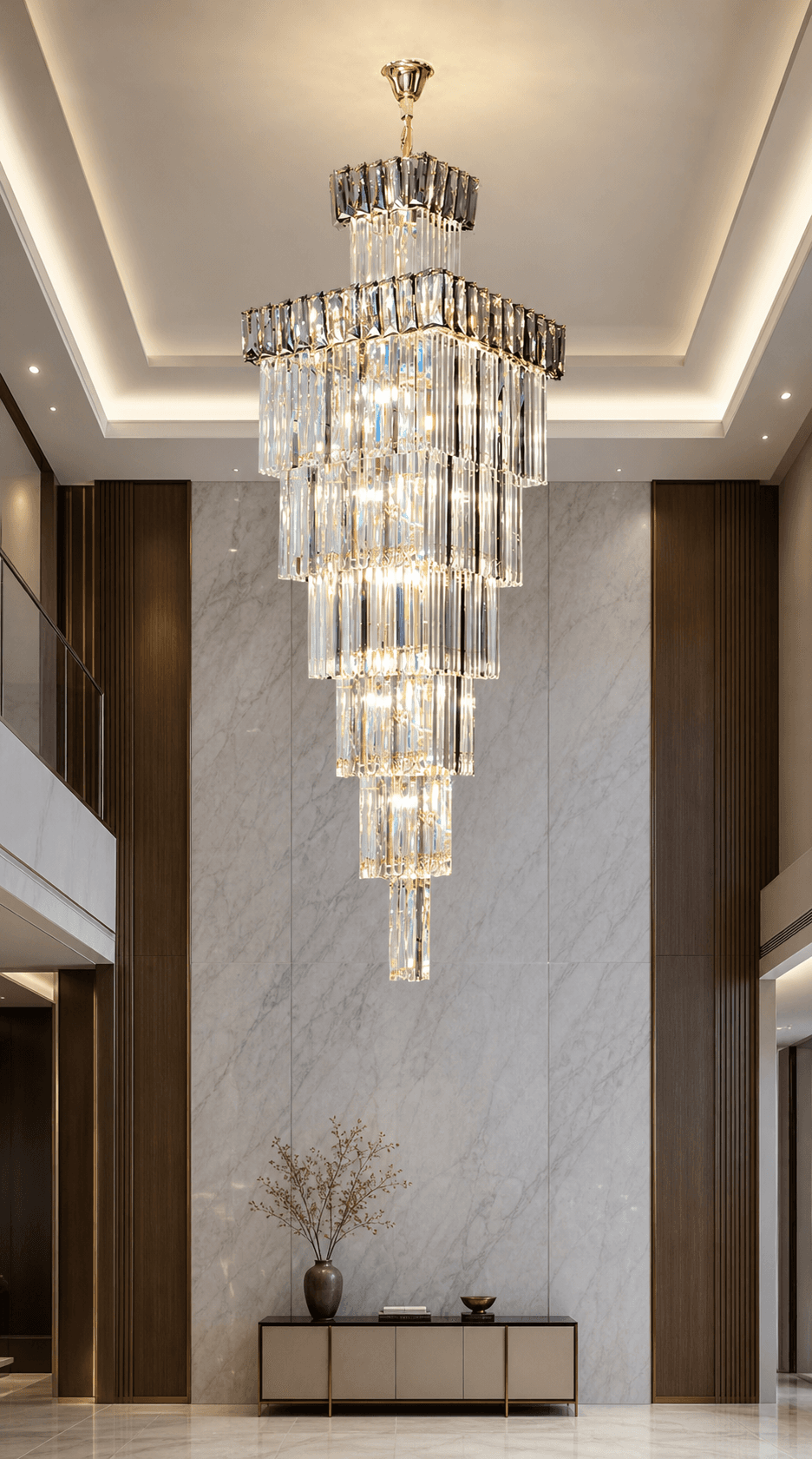 Crystal Chandelier with Clear Glass Shades for Living Room