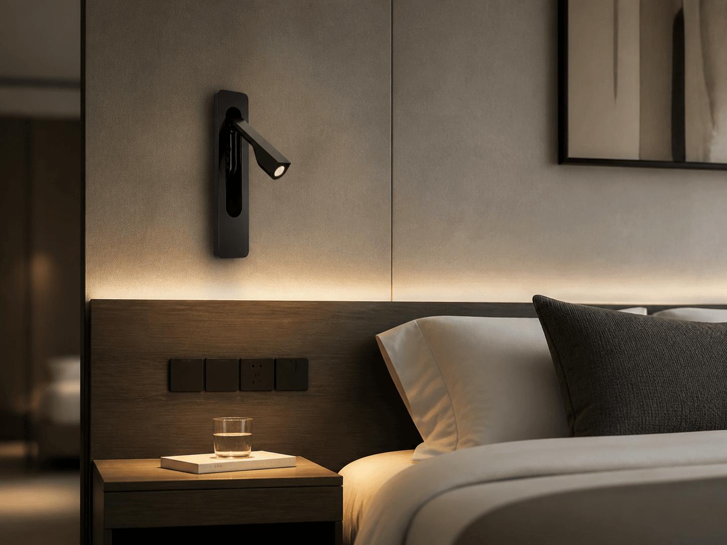 Embedded Hotel Rotatable Bedside Modern Aluminum LED Wall Lamp