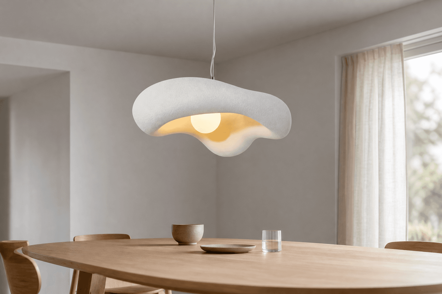 Modern Oval Bean Resin Pendant Lamp