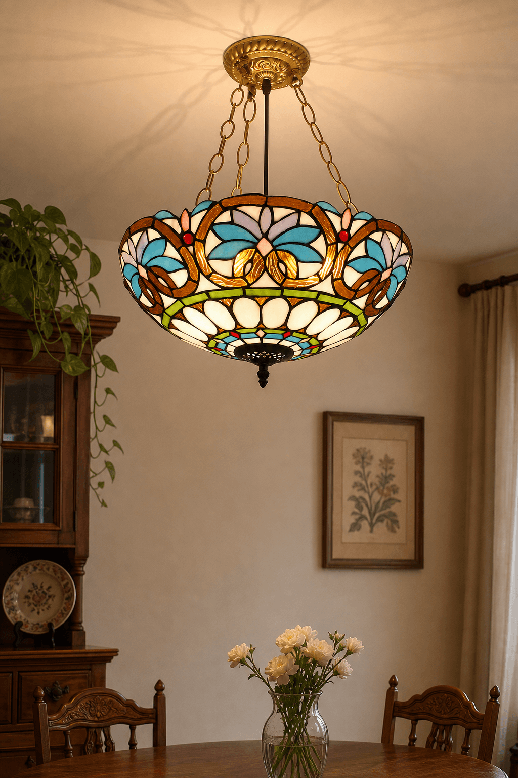Antique Tiffany Chandelier Hanging Lamp