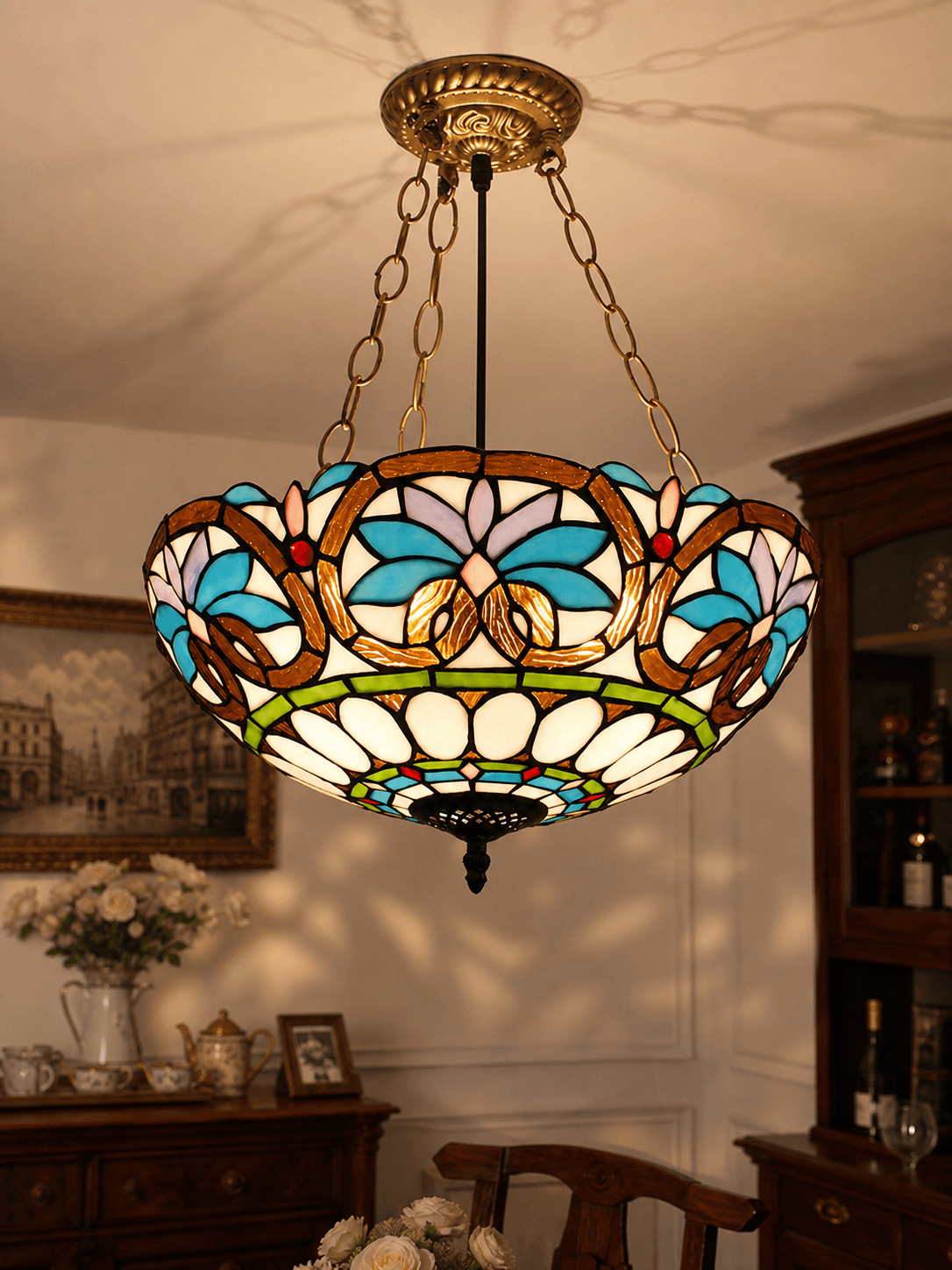 Antique Tiffany Chandelier Hanging Lamp