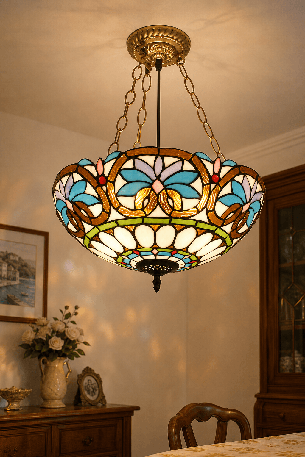 Antique Tiffany Chandelier Hanging Lamp