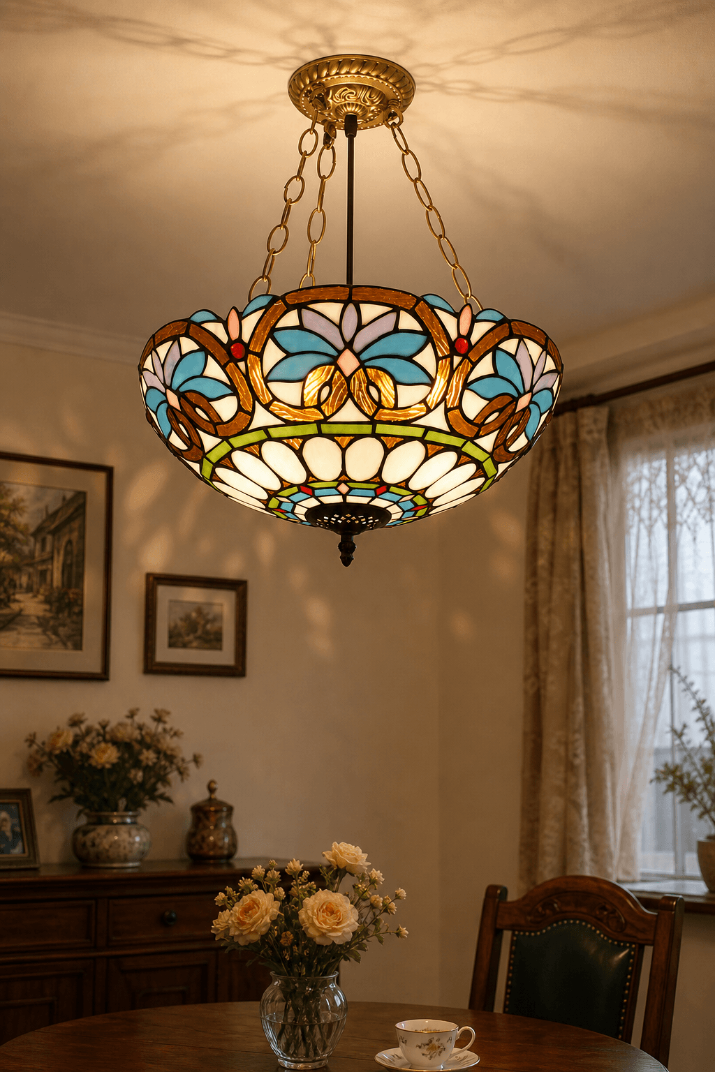 Antique Tiffany Chandelier Hanging Lamp