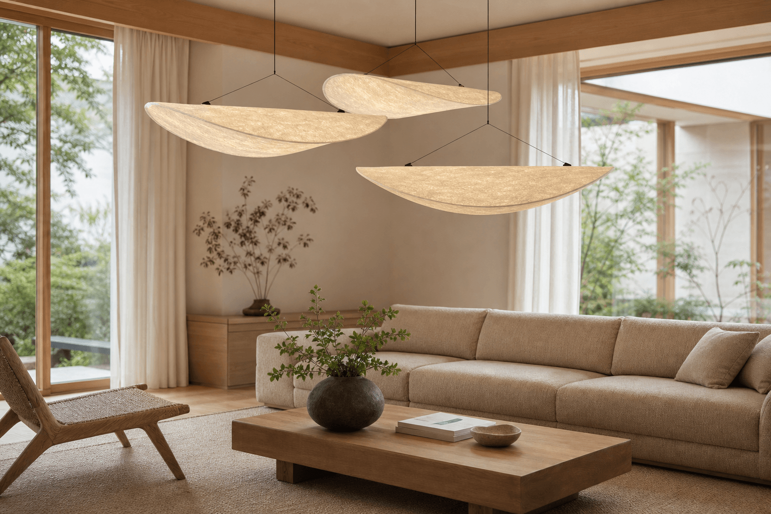 Japanese Wabi-Sabi Style Silk Potato Chips Chandelier