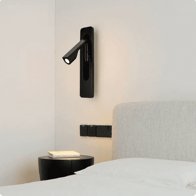 Embedded Hotel Rotatable Bedside Modern Aluminum LED Wall Lamp
