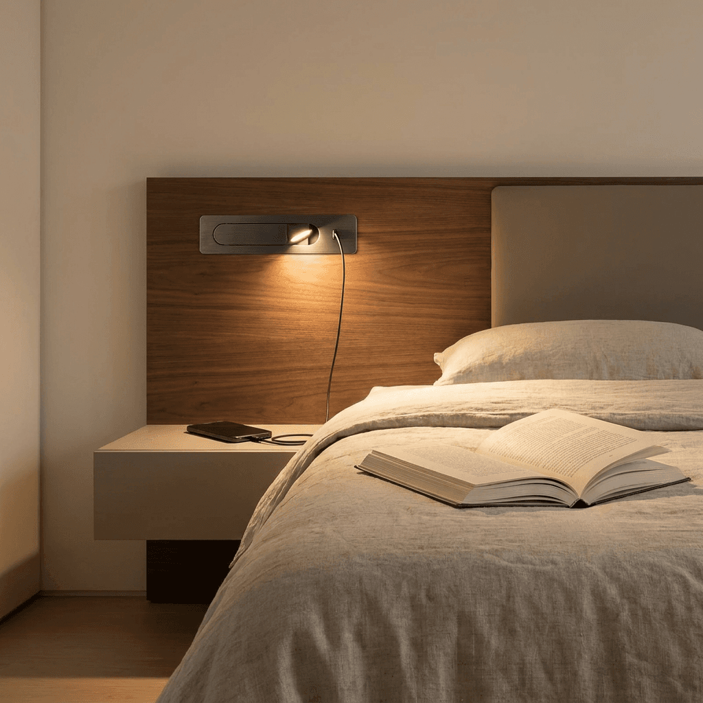 Embedded Hotel Rotatable Bedside Modern Aluminum LED Wall Lamp