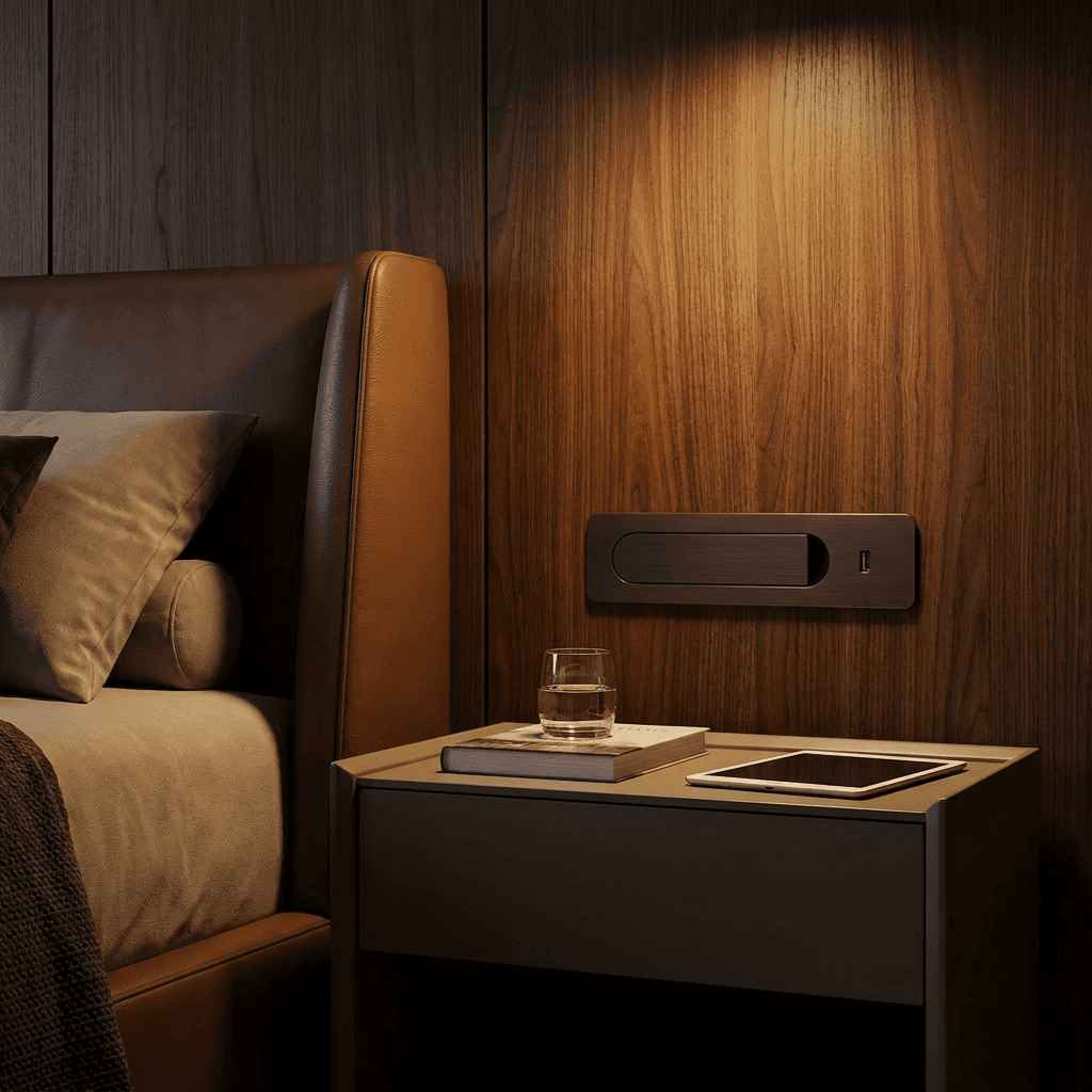 Embedded Hotel Rotatable Bedside Modern Aluminum LED Wall Lamp