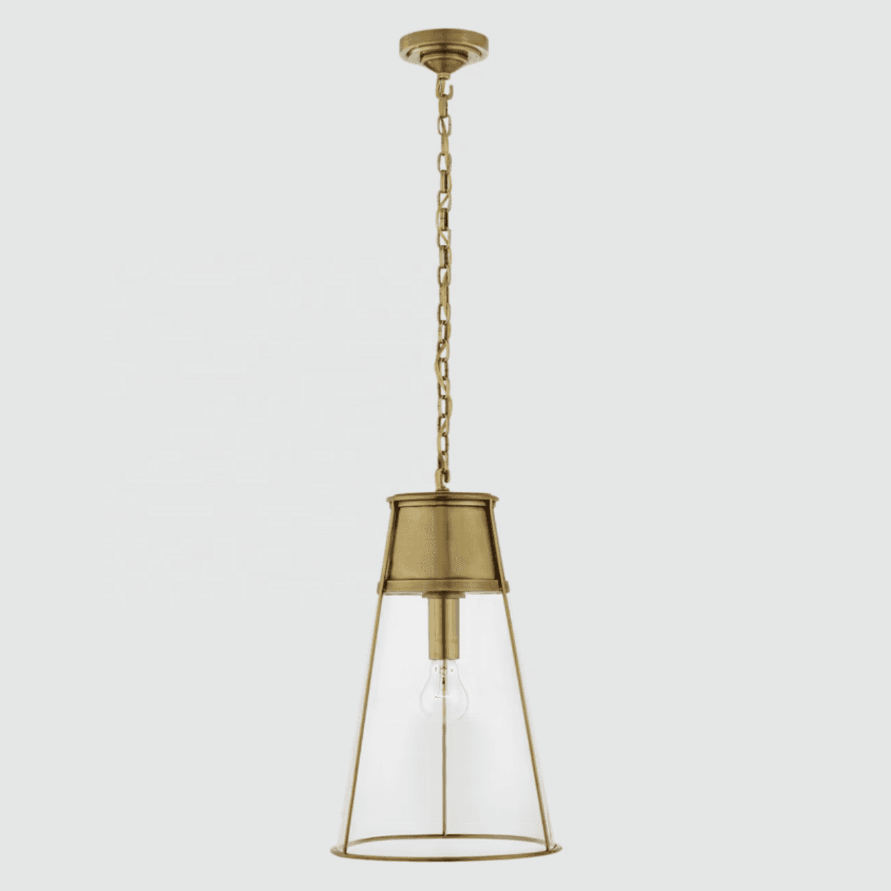 Solid Brass Clear Glass Cone Pendant Light
