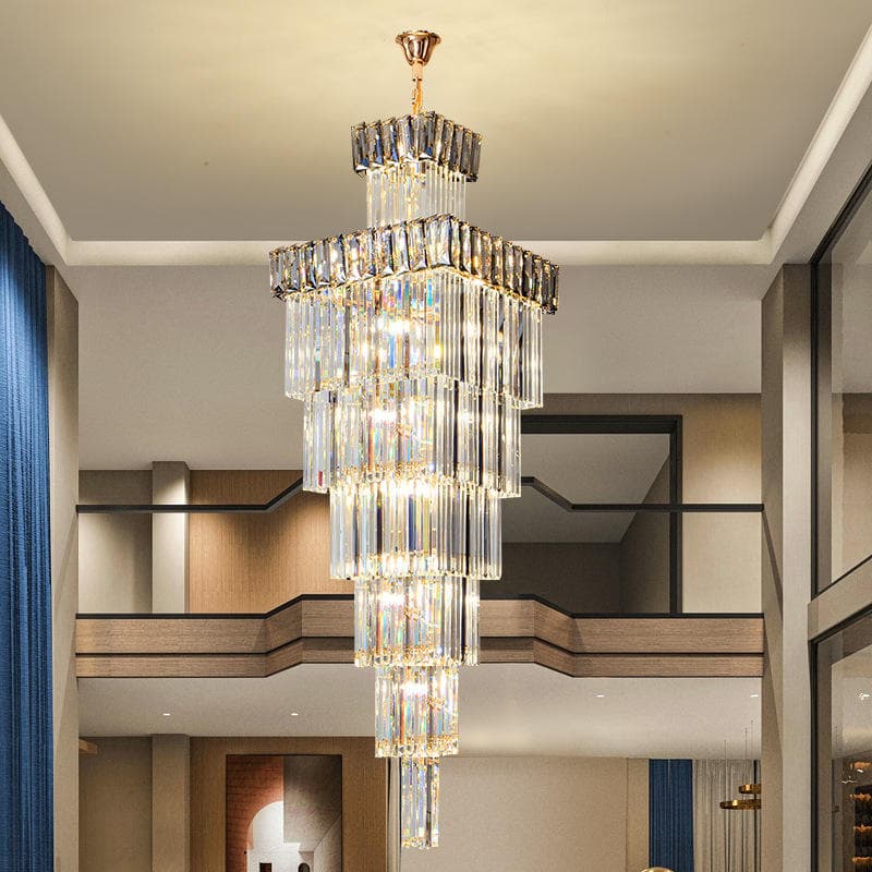 Crystal Chandelier with Clear Glass Shades for Living Room