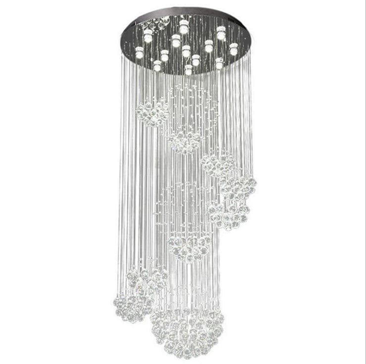 Nordic Custom Hotel Large Gold Long Crystal Chandeliers
