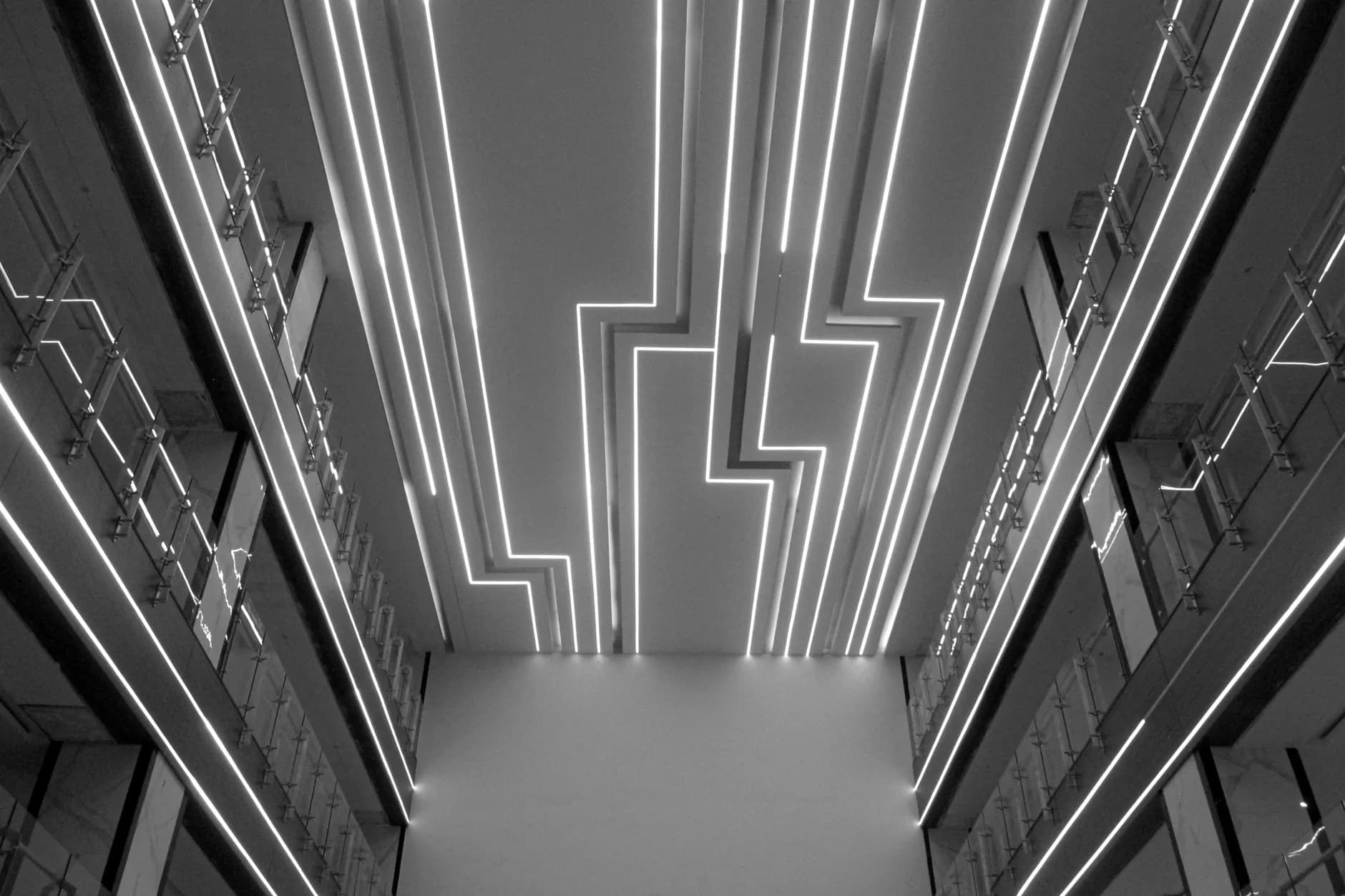 LED ceiling lighting in a contemporary architectural interior