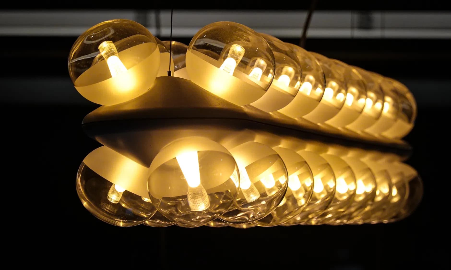 Architectural pendant lighting in a modern interior
