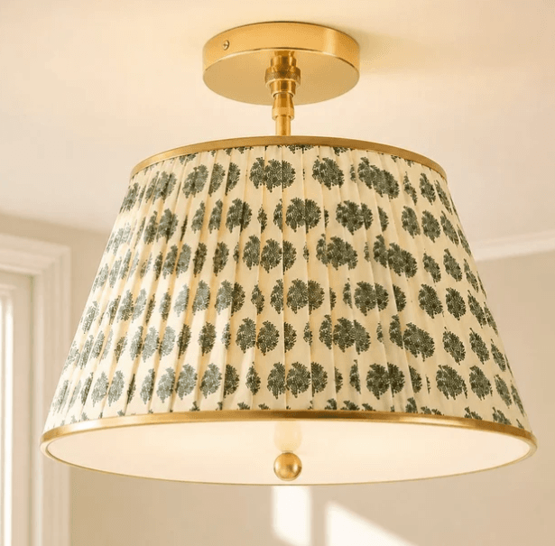 Ursula Vintage Country Brass Printed Pleated Ceiling Lamp, Ursula Vintage Country Brass Printed Pleated Ceiling Lamp, operation03