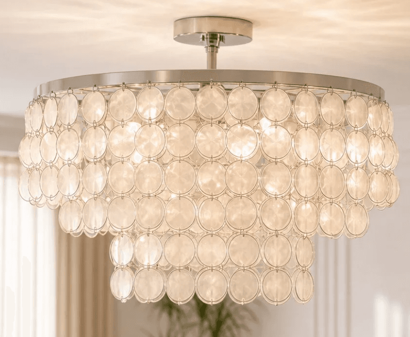 Vorenis Modern Layered Round Capiz Shell Ceiling Light, Vorenis Modern Layered Round Capiz Shell Ceiling Light, operation03