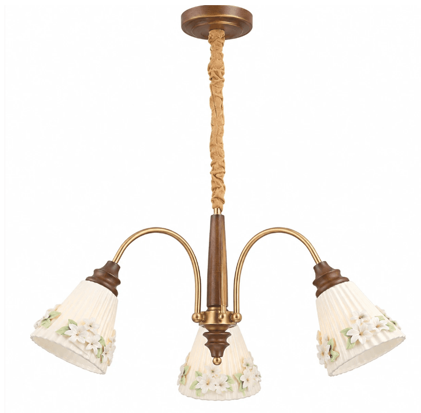 Elise French Floral Ceramic and Solid-Wood Pendant Light, Elise French Floral Ceramic Pendant Light, operation03