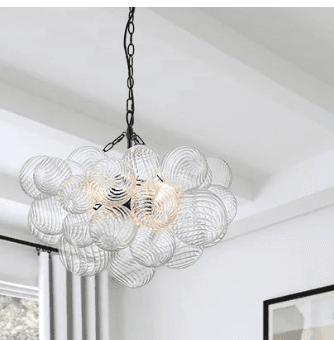 Modern Swirled Glass Bubble Chandelier for Bedroom or Entryway, Swirled Glass Bubble Chandelier, operation03