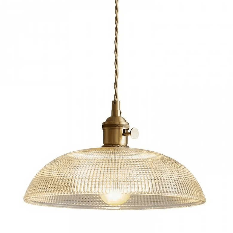 Ribbed Bowl Clear Glass Pendant Light - Classic Retro Dining Room Light, Ribbed Bowl Clear Glass Pendant Light, operation03