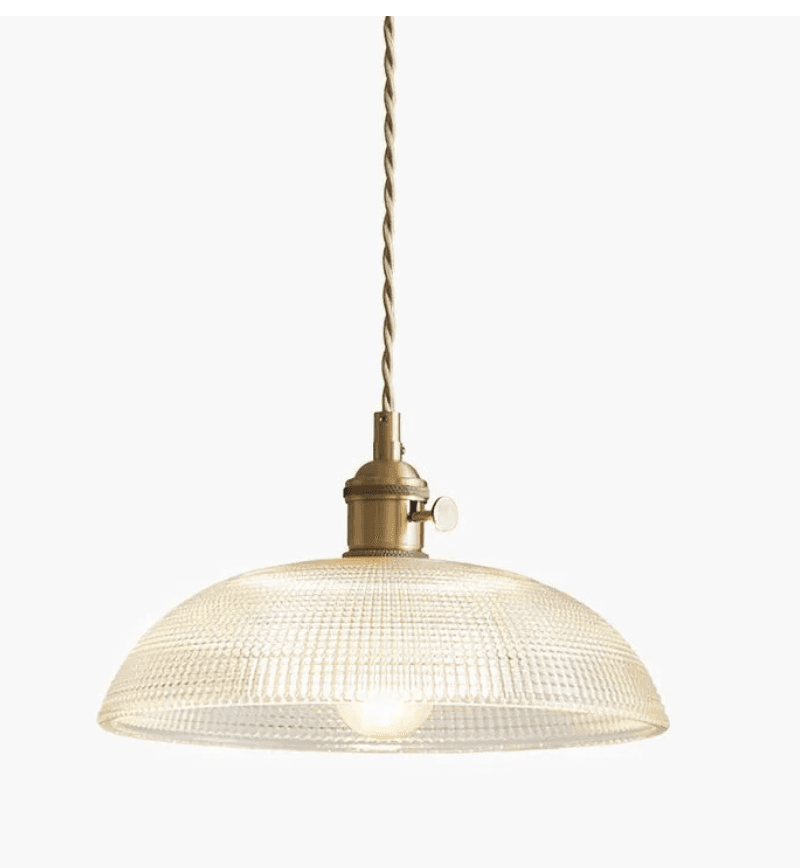 Ribbed Glass Copper Pendant Lamp for Bedroom, Ribbed Glass Copper Pendant Lamp, operation03