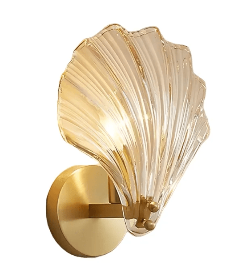 Art Brass Glass Seashell Wall Light, Art Brass Glass Seashell Wall Light, operation03