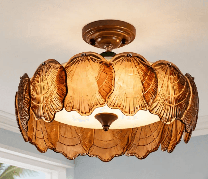 Lucian Vintage Glass Scallop Shell Ceiling Light, Lucian Vintage Glass Scallop Shell Ceiling Light, operation03
