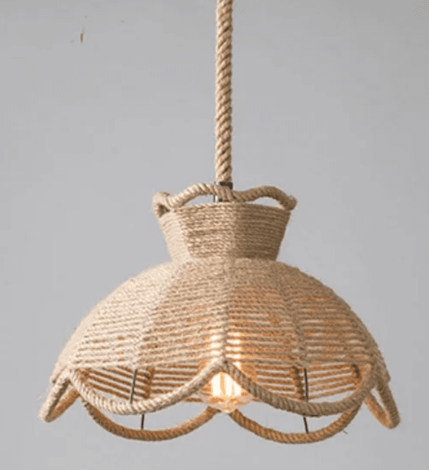 Traditional Vintage Flower Basket Iron Linen Rope 1-Light Pendant Light, Vintage Flower Basket Iron Pendant Light, operation03