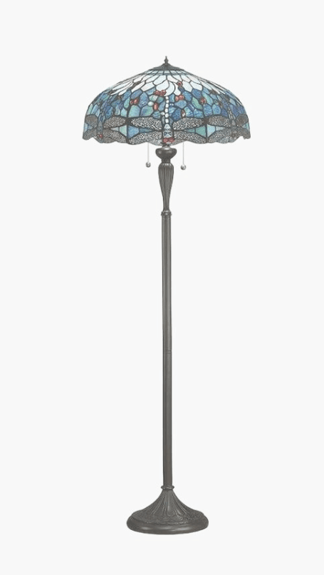 TF Dragonfly Motif Floor Lamp - Vintage Stained Glass for Reading Corners, TF Dragonfly Motif Floor Lamp, operation03