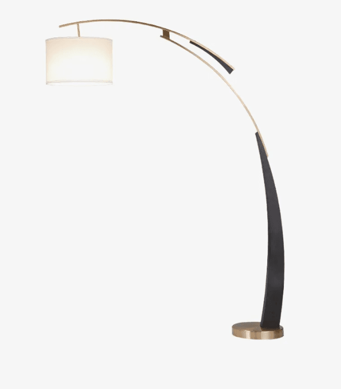 AstraLoop Sleek Curved Metal Arc Floor Lamp - Modern Fabric Shade for Bedroom and Living Spaces, AstraLoop Curved Metal Arc Floor Lamp, operation03