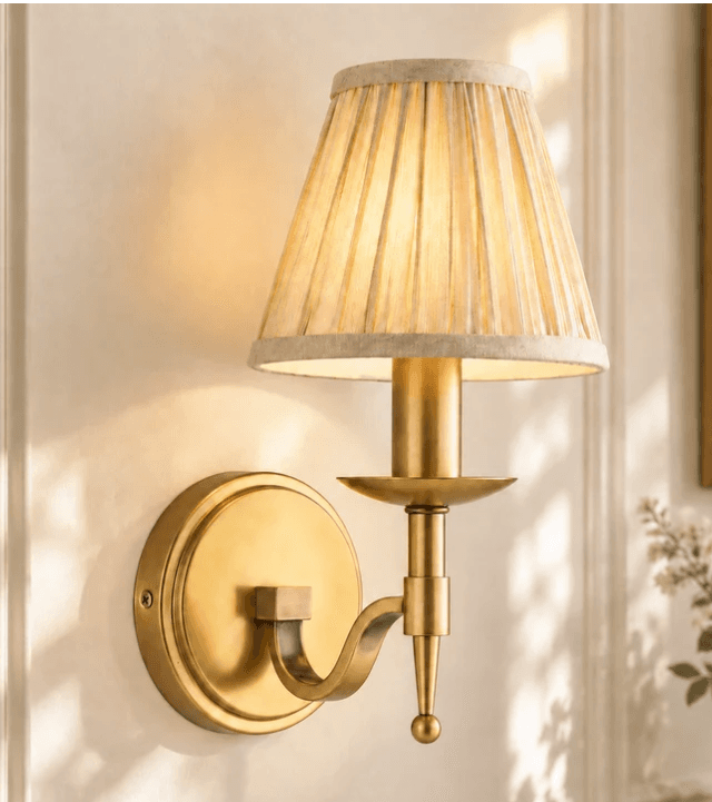 Morfudd French Brass Pleated Organza Wall Sconce, Morfudd French Brass Pleated Organza Wall Sconce, operation03