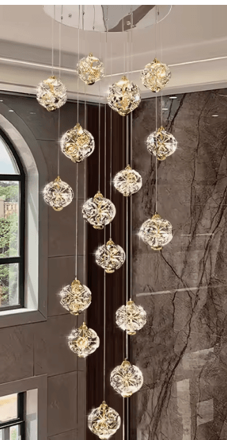 Luxury Vertical Cascading Textured Crystal Globe Chandelier, Luxury Vertical Cascading Textured Crystal Globe Chandelier, operation03