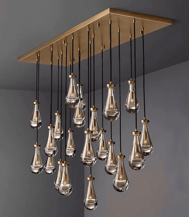 Peregrine Modern All-copper Crystal Raindrop Linear Chandelier, Peregrine Modern Copper Crystal Raindrop Linear Chandelier, operation03