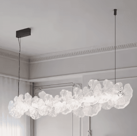 Modern Linear Handblown Glass Lotus Chandelier, Modern Linear Handblown Glass Lotus Chandelier, operation03